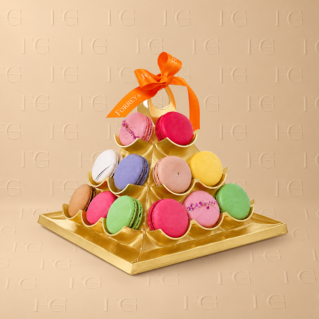 Forrey & Galland — 24-piece macaron pyramid, open