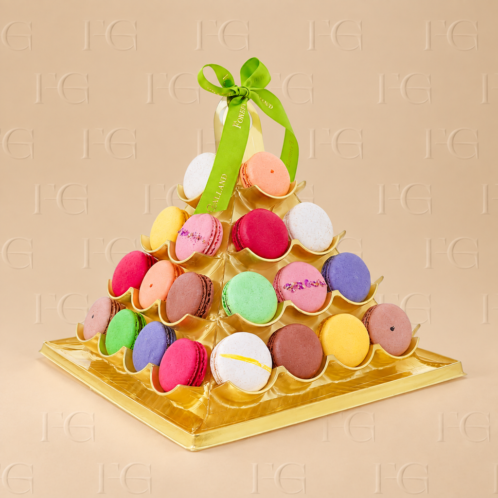 Forrey & Galland — 40-piece macaron pyramid, open