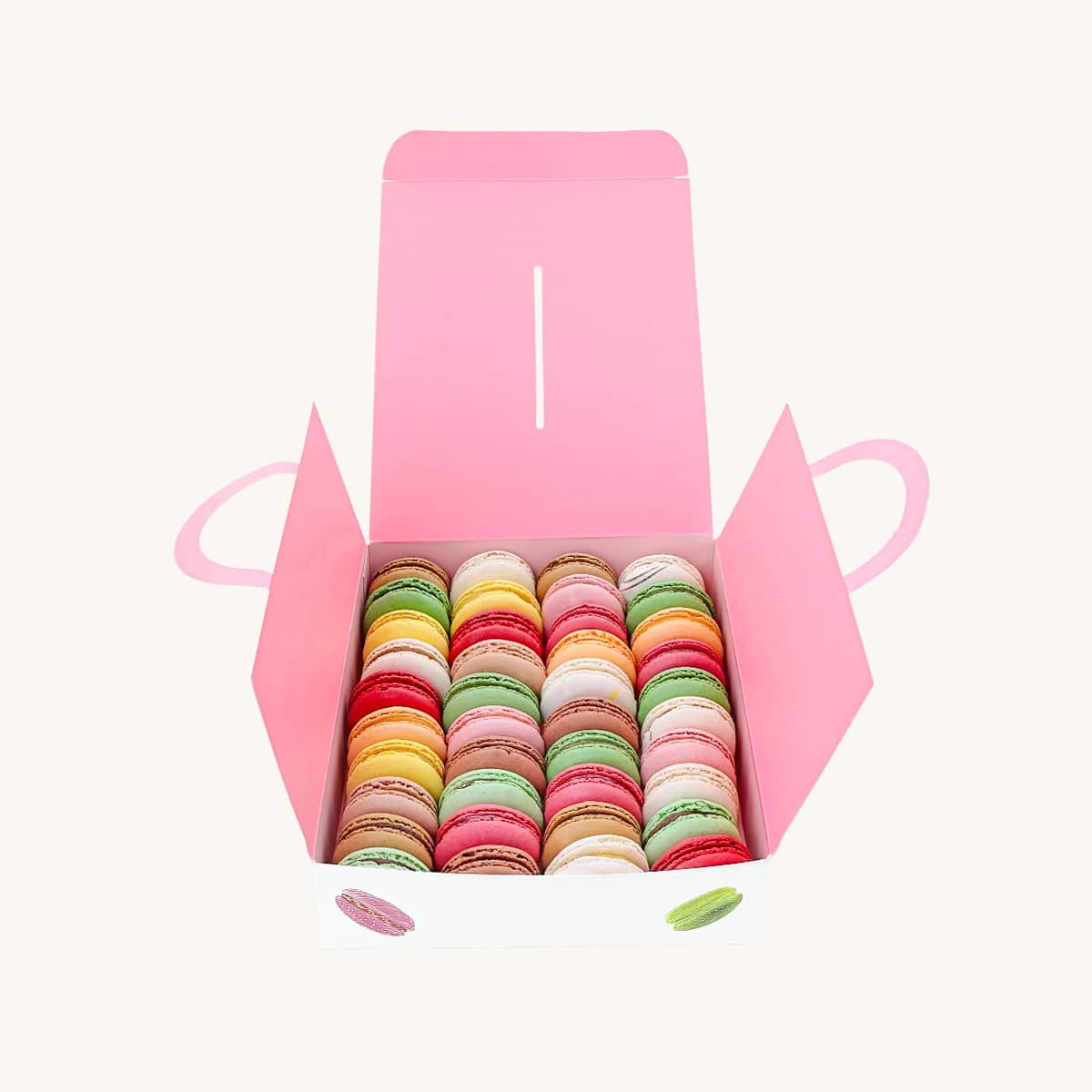 Forrey & Galland elegant gift box filled with 36 pieces of handmade premium macarons
