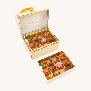 Forrey & Galland luxury chest chocolate box filled with 24 pieces of premium handmade chocolates.