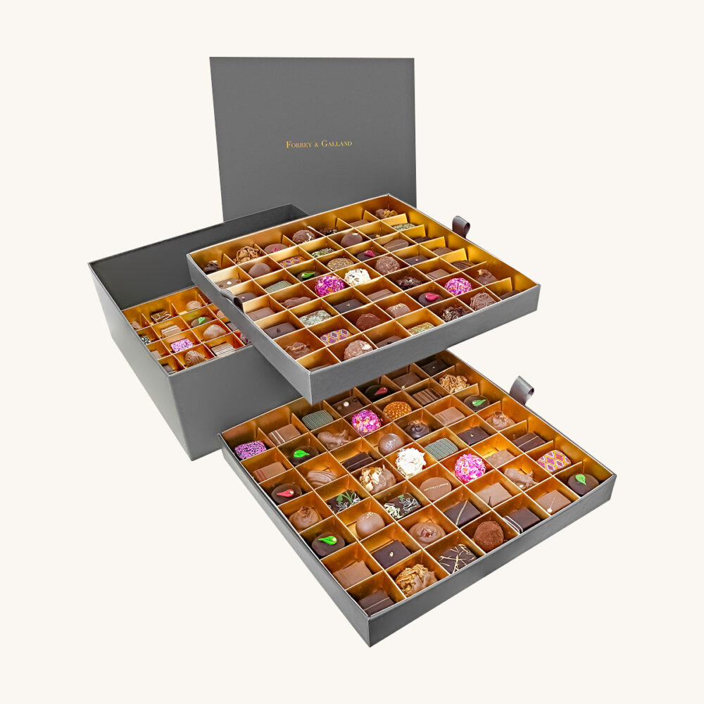 Forrey & Galland luxury chocolate box filled with 147 pieces of premium handmade chocolates.