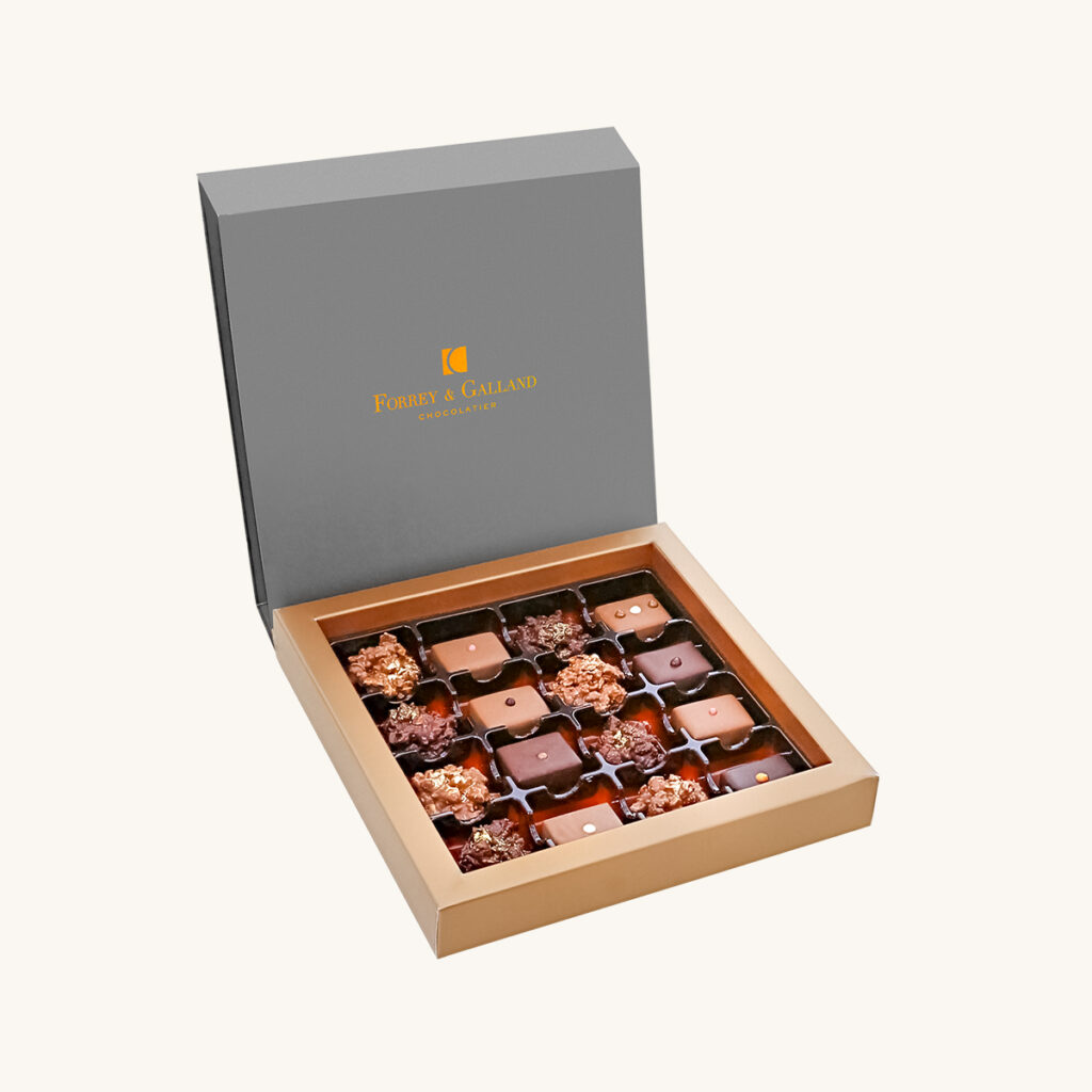 Chocolate box filled in with 16 pieces of sugar free handmade chocolates