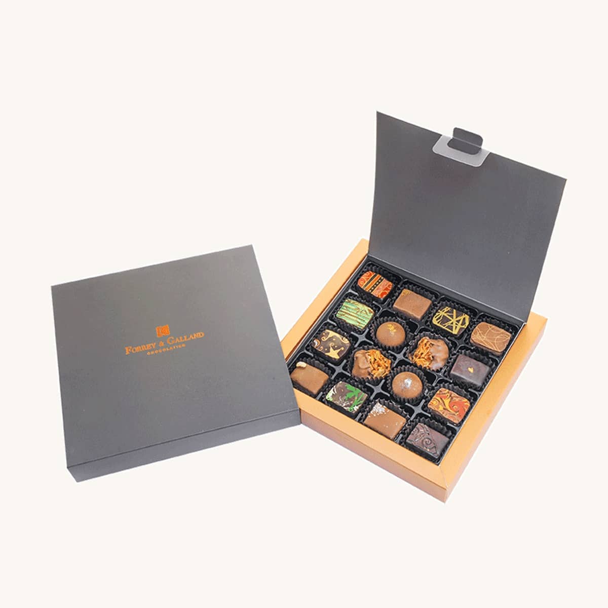 Forrey & Galland premium classic chocolate box filled with 16 pieces of handmade chocolates