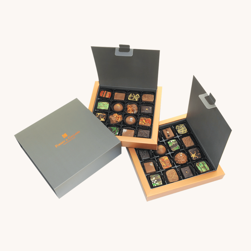 Forrey & Galland premium classic chocolate box filled with 32 pieces of handmade chocolates.