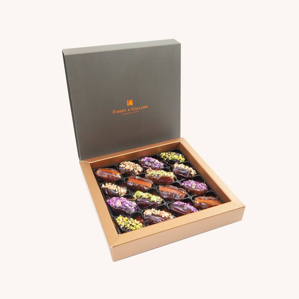Forrey & Galland premium classic dates box filled with 16 pieces of luxury dates.