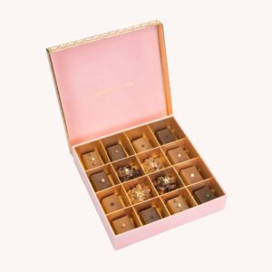 Premium velvet chocolate box filled with handmade sugar free chocolates.