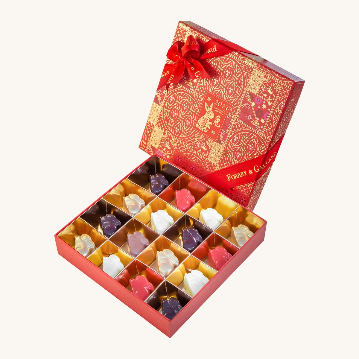 exclusive box for chinese new year containing a special set of rabbit chocolates