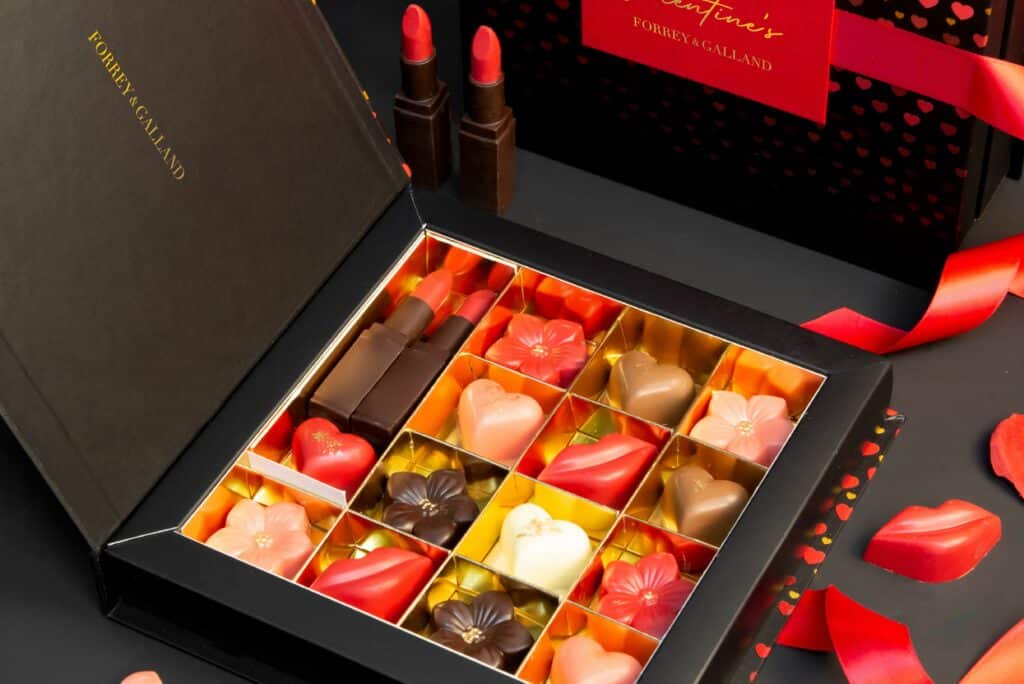 valentines day chocolate box from forrey and galland