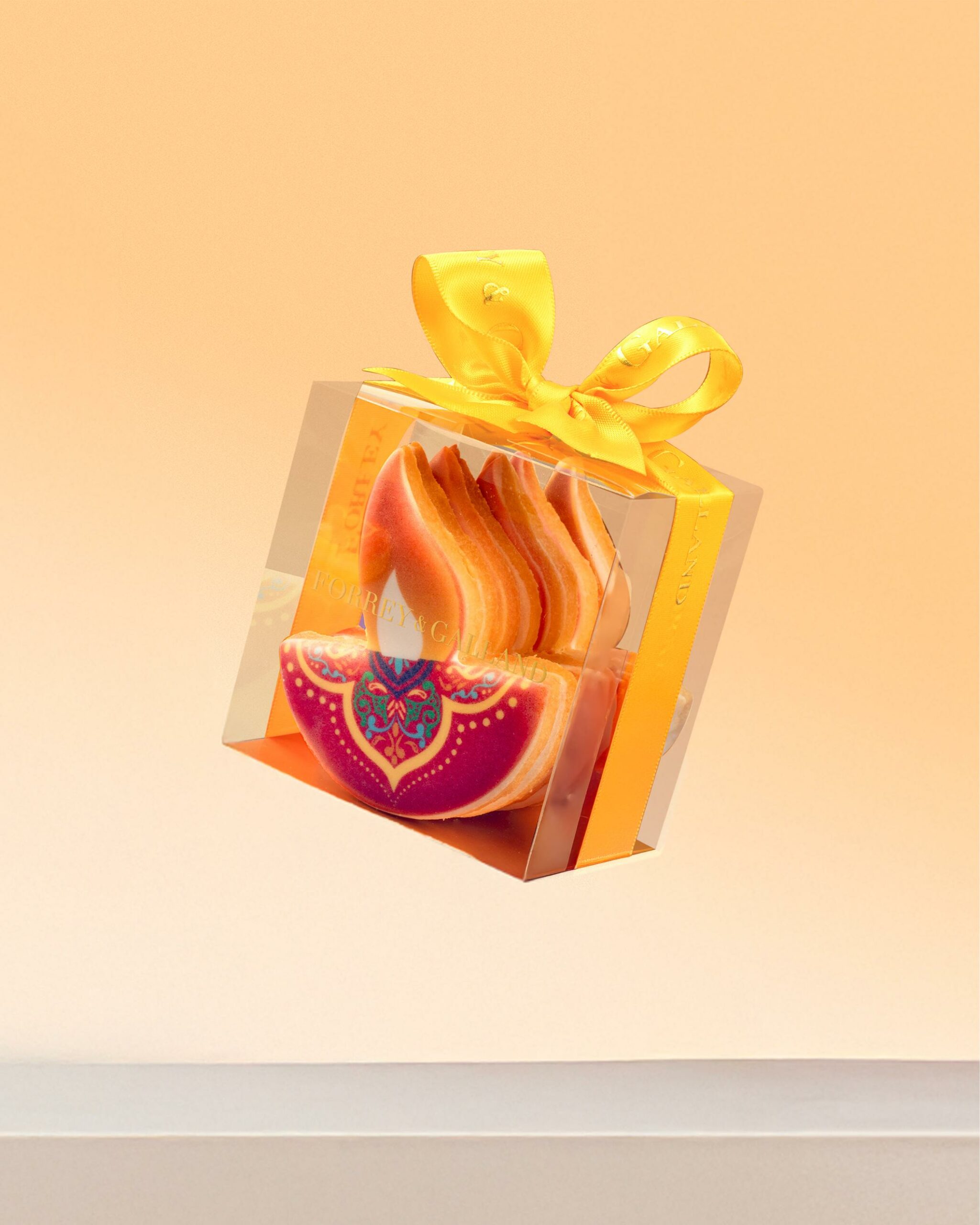 Diwali Flame Cookies Hand-Painted Rose Vanilla Sablé