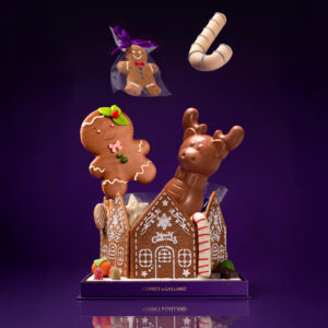 Forrey & Galland Gingerbread House Platter with chocolates, cookies, and festive confections