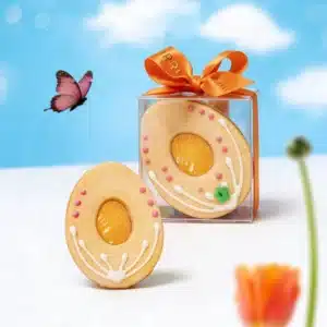 Handmade Easter egg-shaped cookies topped with apricot