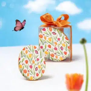 Handmade Easter egg cookies with spring-themed patterned decoration