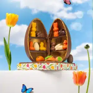 Luxury handcrafted Easter chocolate treasure egg filled with assorted treats