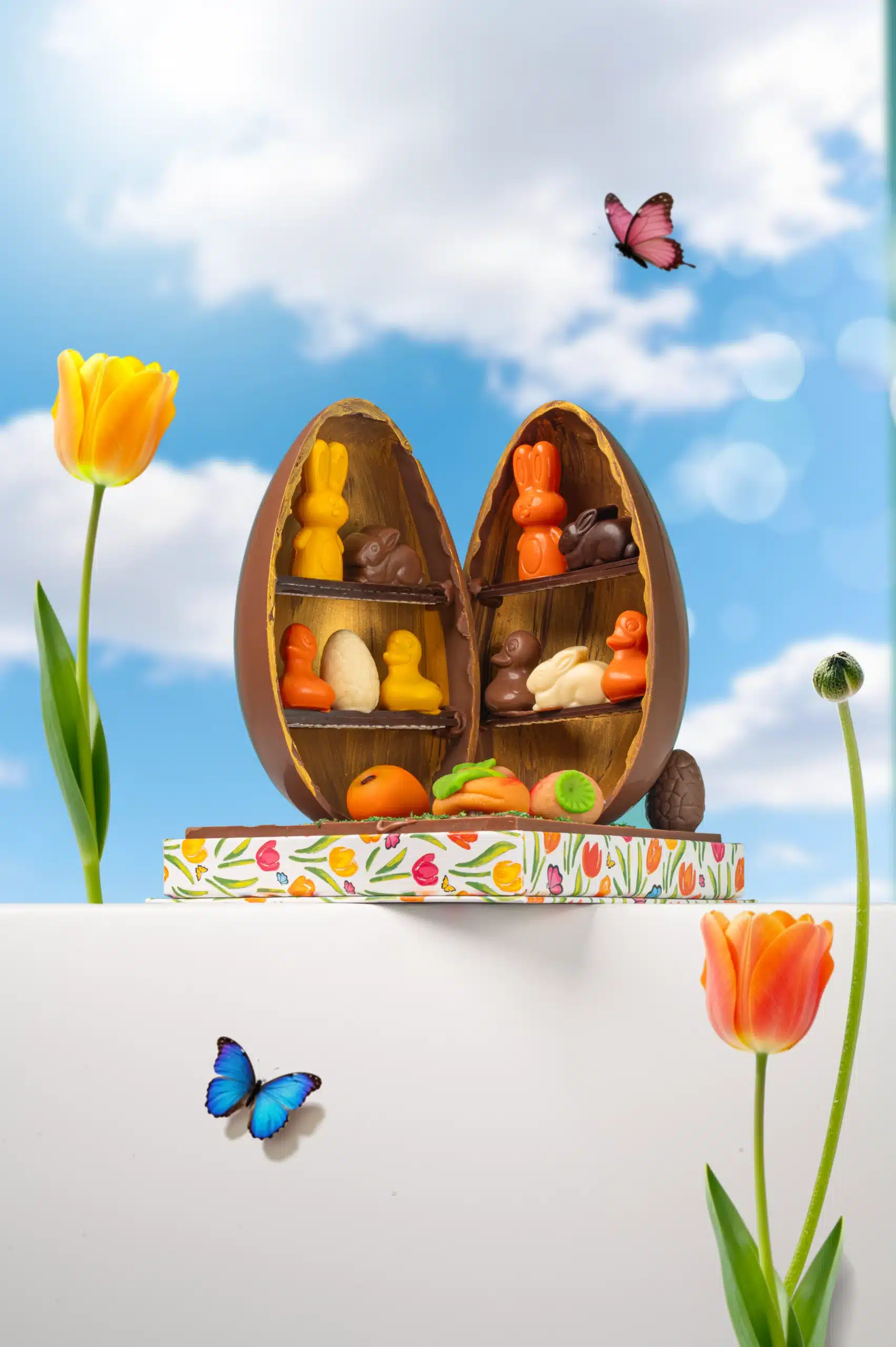 Luxury handcrafted Easter chocolate treasure egg filled with assorted treats