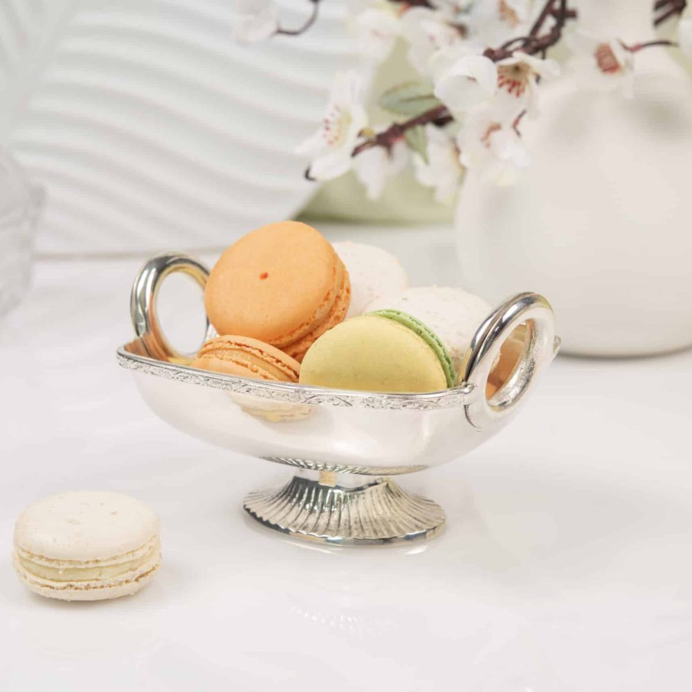 Silver Dish with Macarons